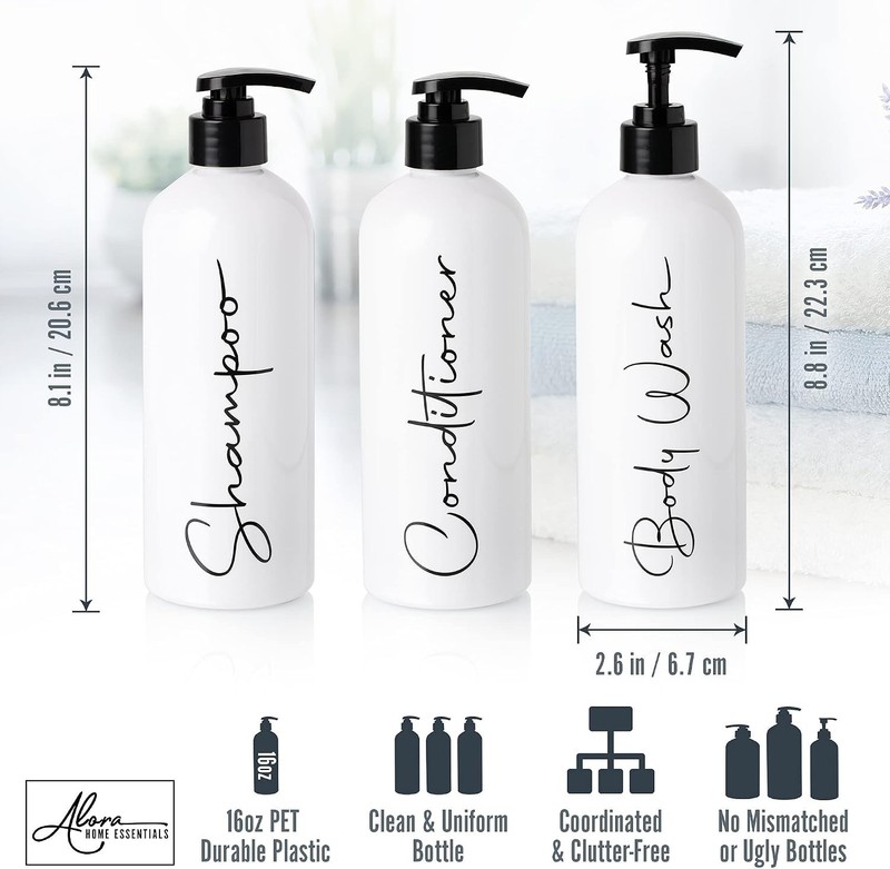 Refillable Pump Bottles for Shampoo Conditioner Body Wash gallery