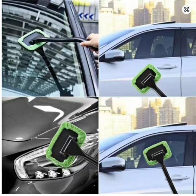 Car Interior Windshield Cleaner Telescopic Window Glass Wiper Microfiber Pads gallery