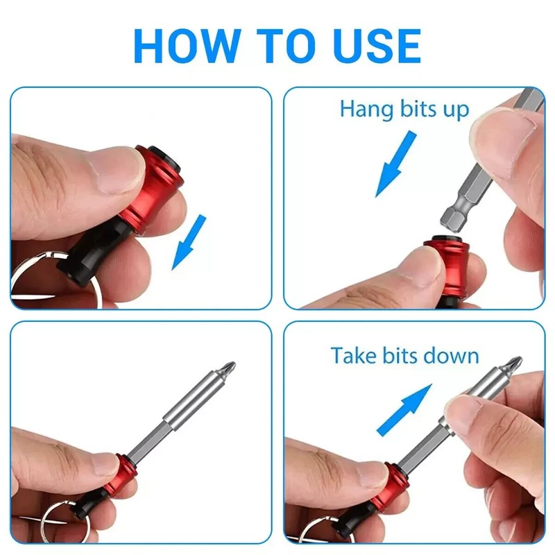 6Pcs 1/4" Hex Shank Quick Release Keychain Screwdriver Drill Bit Holder Bits Set gallery