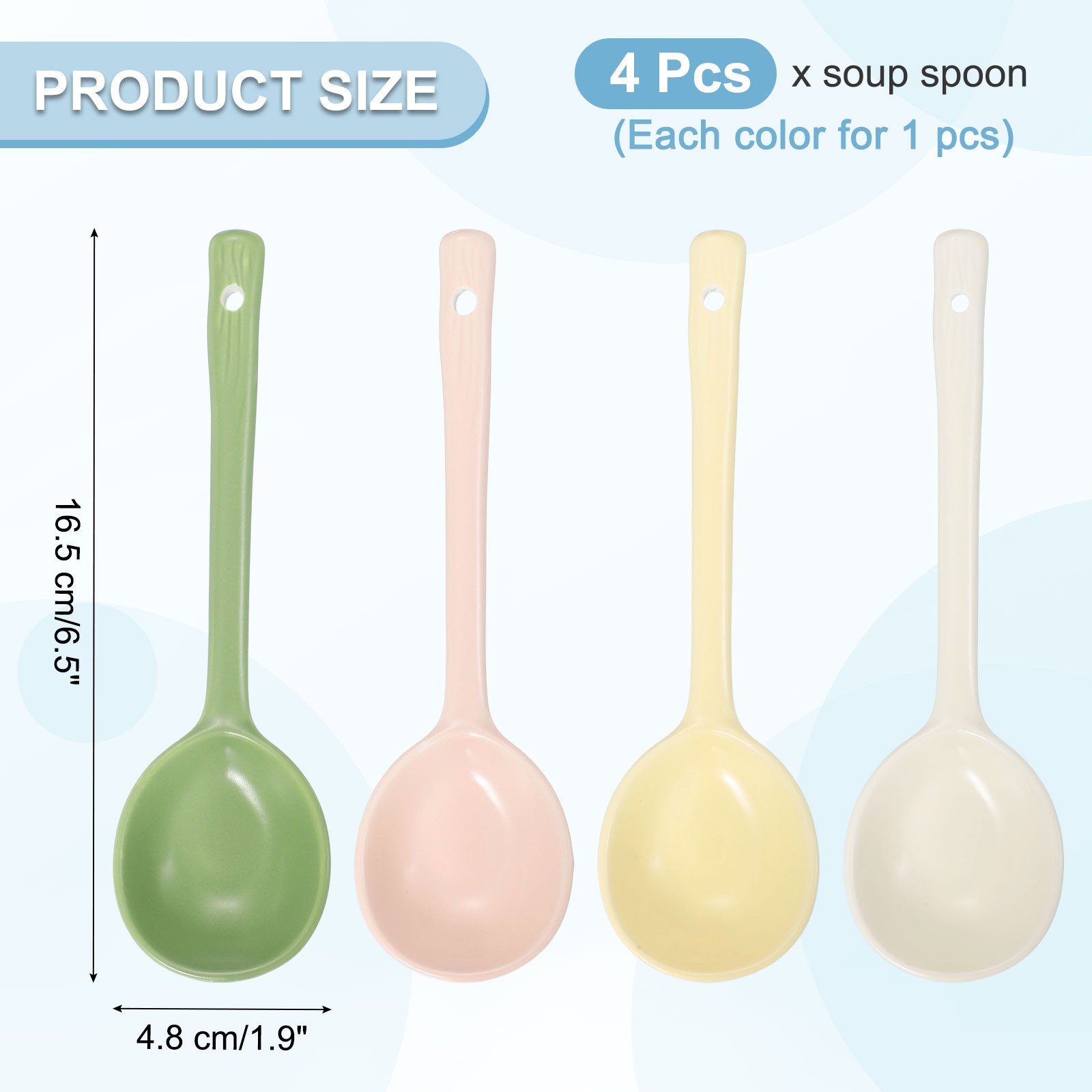 1 Set Ceramic Soup Spoons Dinner Serving Spoon Yellow/Green/White/Pink gallery