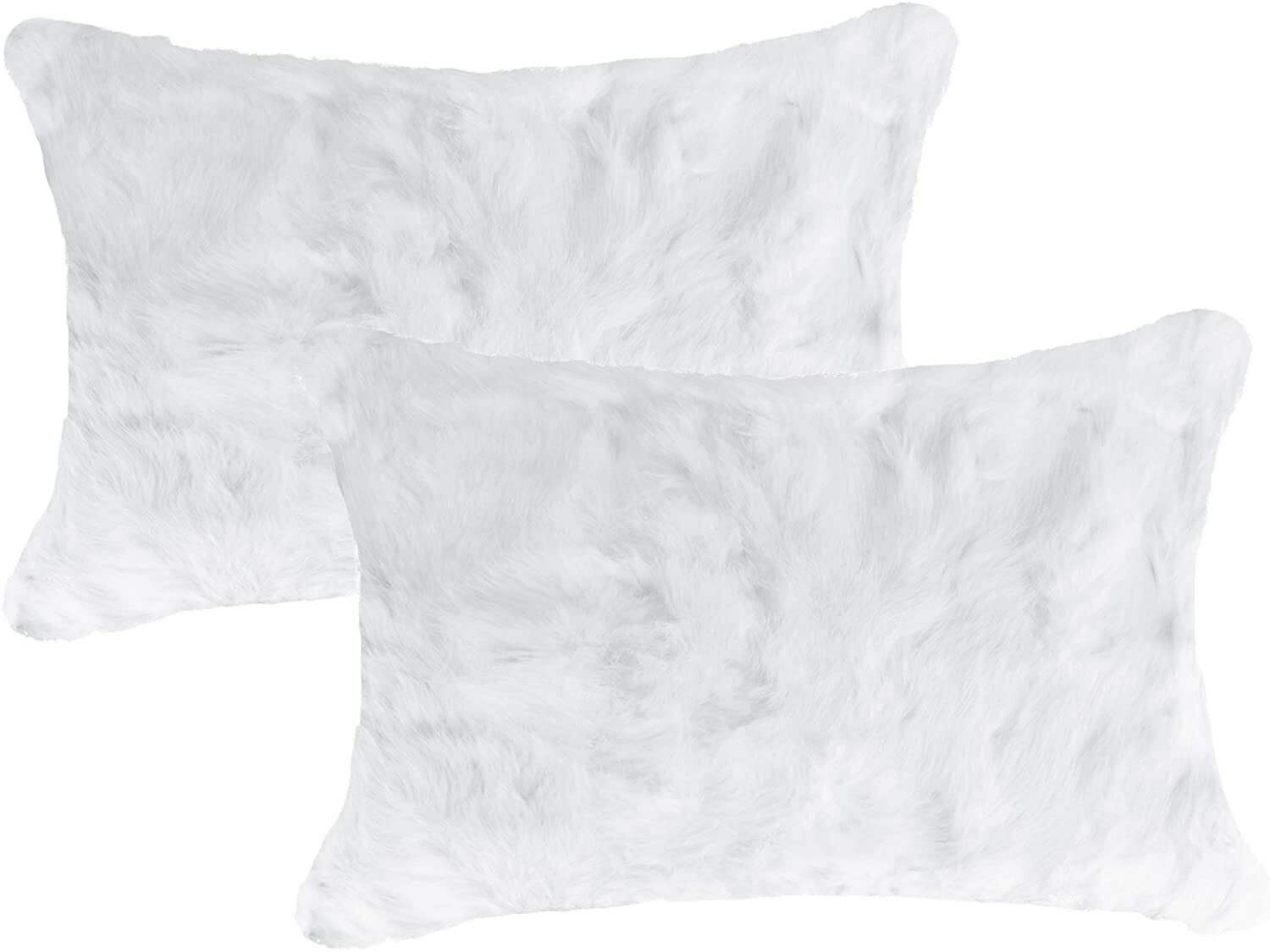2PCS Natural Rabbitd Hide Fur Pillowcase Cushion Cover Throw Striped Grey Brown gallery