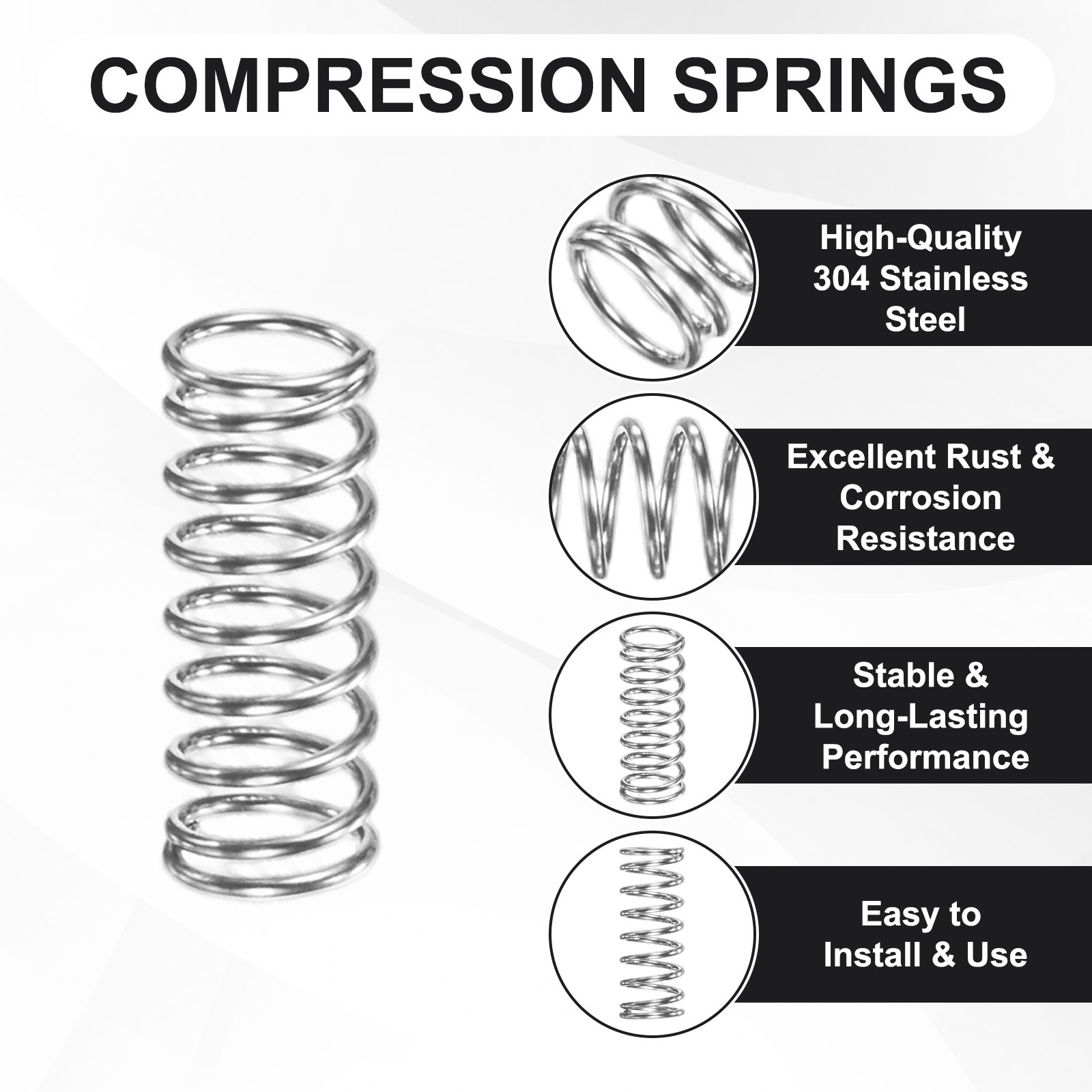 10-Pack Compression Springs, 10mm Length 4mm OD [Silver Tone, 0.4mm Wire Size] gallery