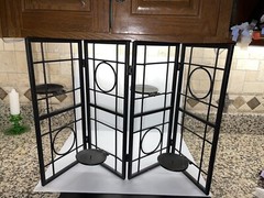 Adjustable 16” H Black Metal Folding Tiered 4 Pillar Candle Holder 4 Sections