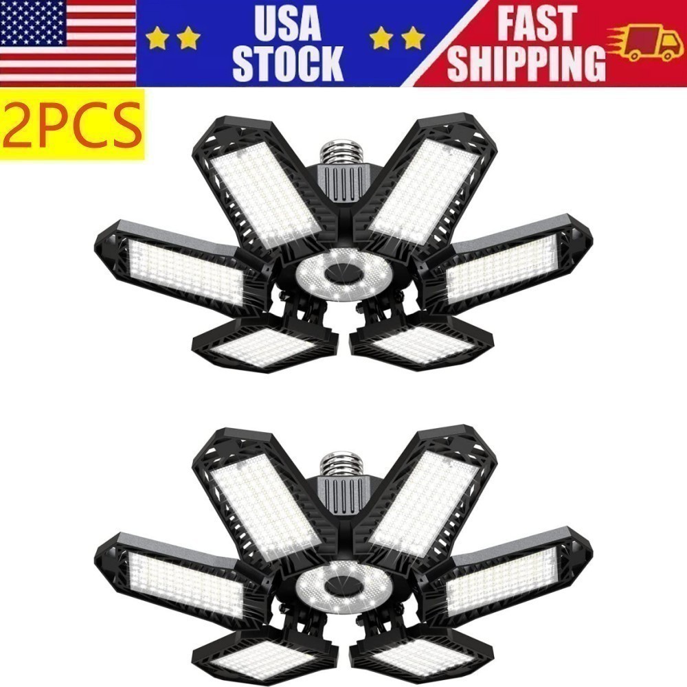 2 Pack 6500K Daylight LED Garage Lamp Deformable For Ceiling Storage Room Light gallery
