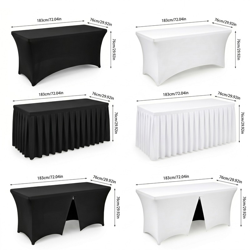 6FT Rectangular Spandex Table Cover Stretch Fitted Tablecloth for Vendor Wedding gallery