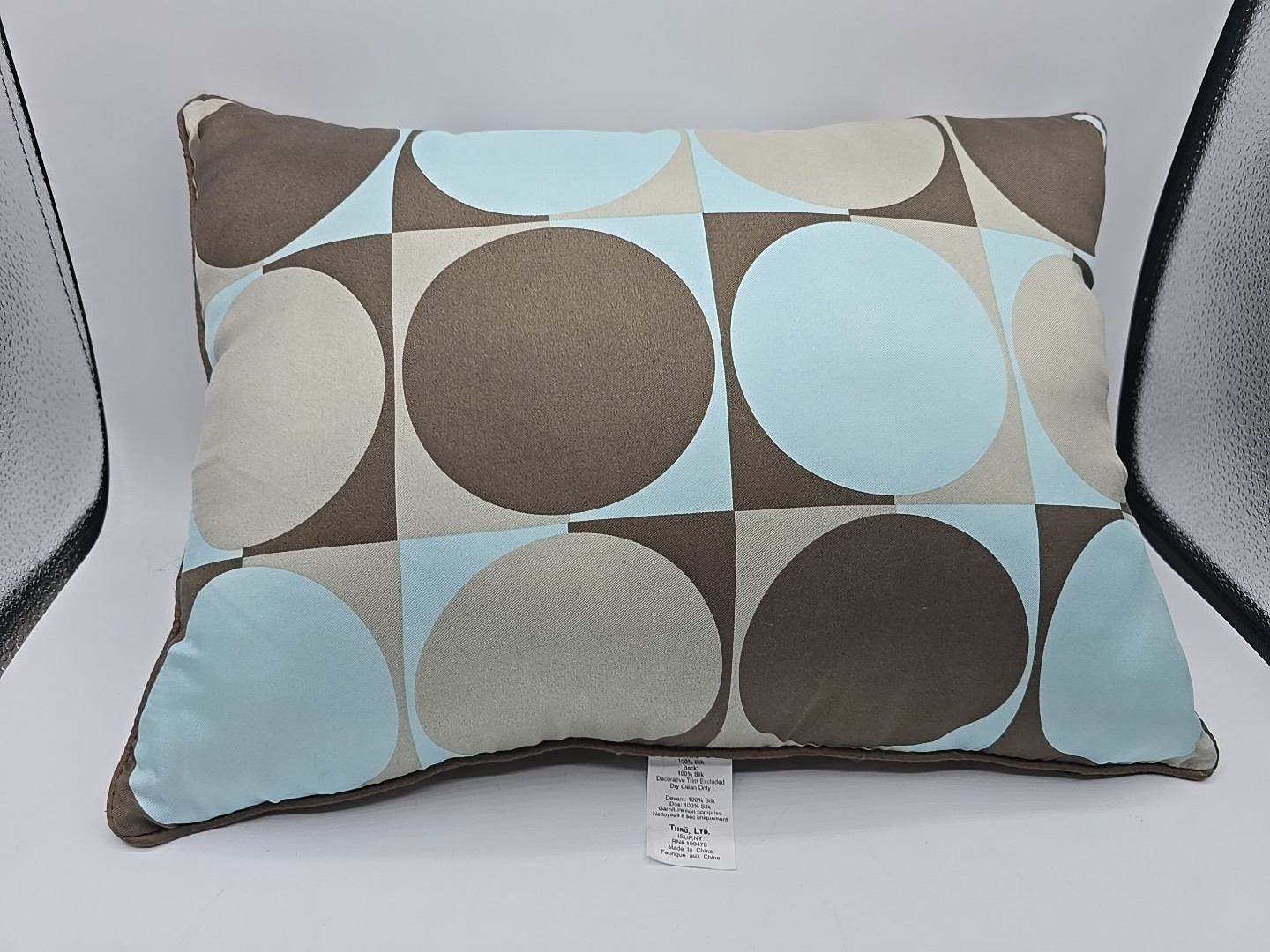 15 x 10 Inch Throw Pillow — Tan & Brown & Turquoise, Circle Pattern, Modern gallery