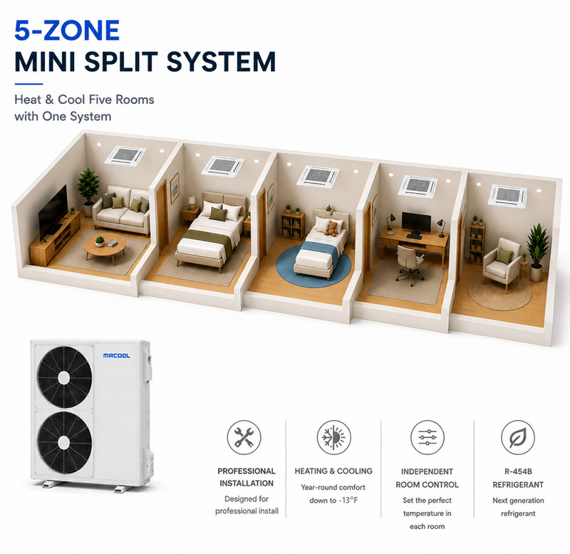 MRCOOL Olympus 5 Zone Ceiling Cassette Mini Split AC Heat Pump System gallery