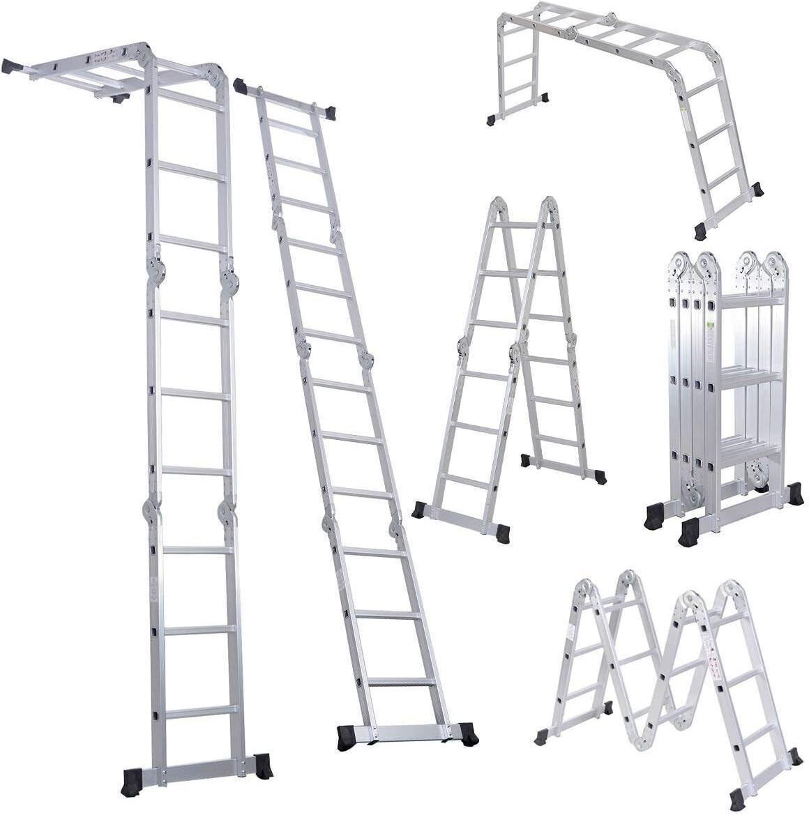 7 in 1 Folding Step Ladder 12.5ft Multi Purpose Aluminum Extension Ladder gallery