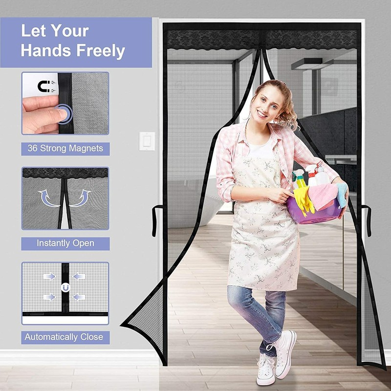 Magnetic Screen Door Mesh Curtain Durable Heavy Duty Mosquito Net Bug Hands Free gallery