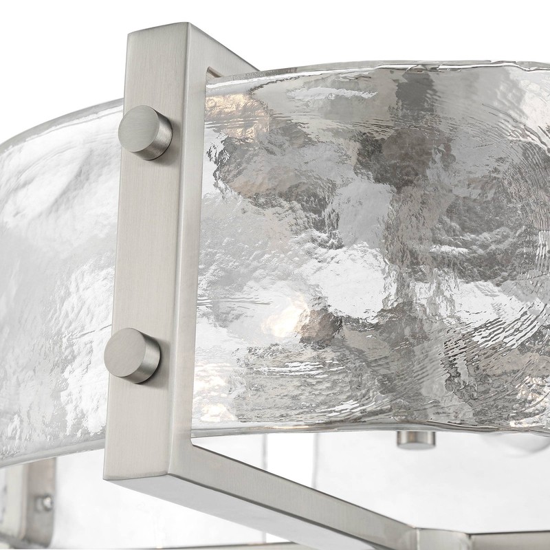 Prane Modern Ceiling Light Semi Flush Mount Fixture 17" Nickel 4-Light Glass gallery