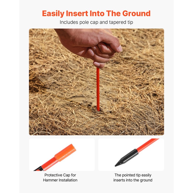 500Pcs Reflective Driveway Markers 1/4" Dia 48 in Snow Stakes Reflectors Orange gallery