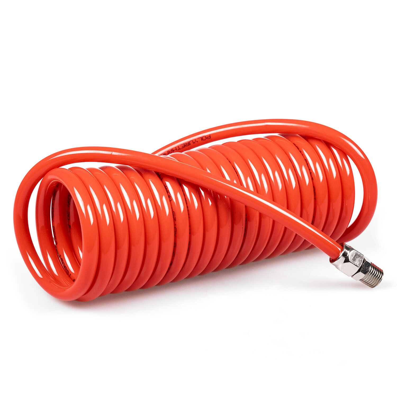 Premium 1/4" x 15' Air Compressor Coil Hose Polyurethane Coiled Swivel End Red gallery