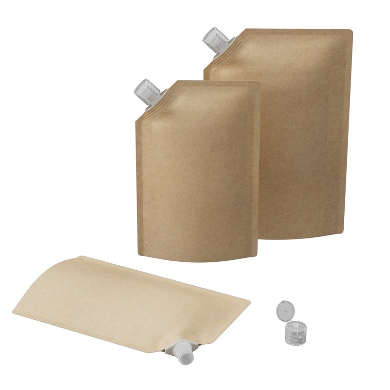Kraft Spout Empty Refill Squeeze Pouch for Shampoo, Conditioner, Lotion Flip Cap gallery