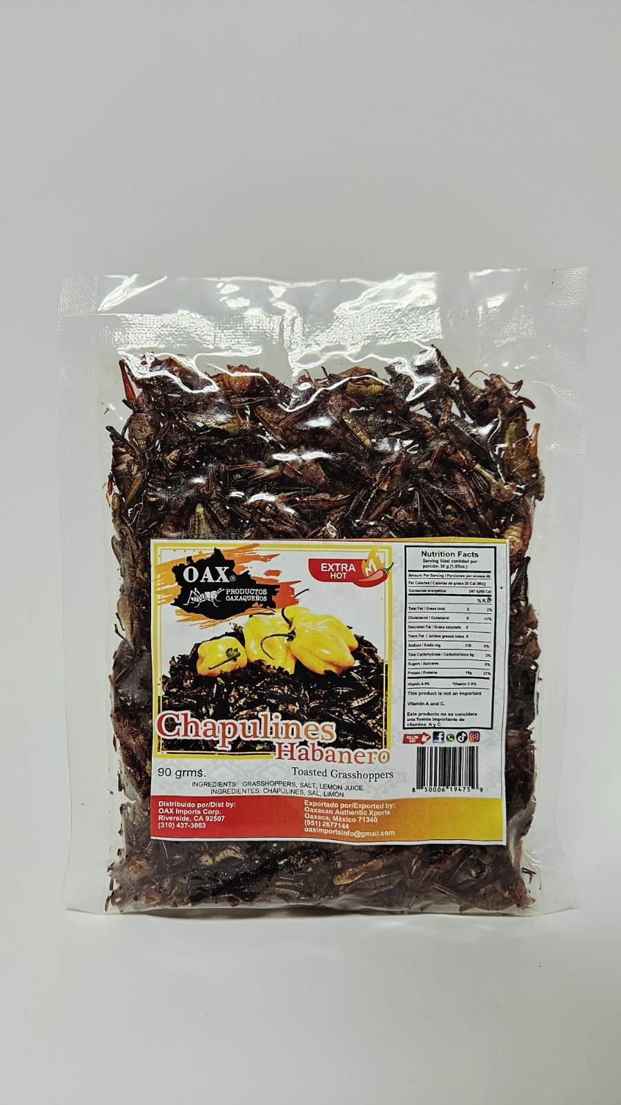 HABANERO CHAPULINES 90 GR (Extra Hot grasshoppers) from OAXACA gallery