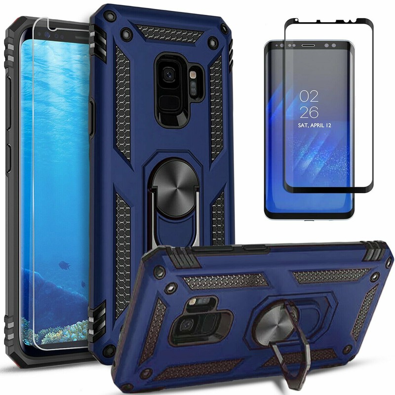 For Samsung Galaxy S9 / S9 Plus Phone Case Kickstand + Tempered Glass Protector gallery