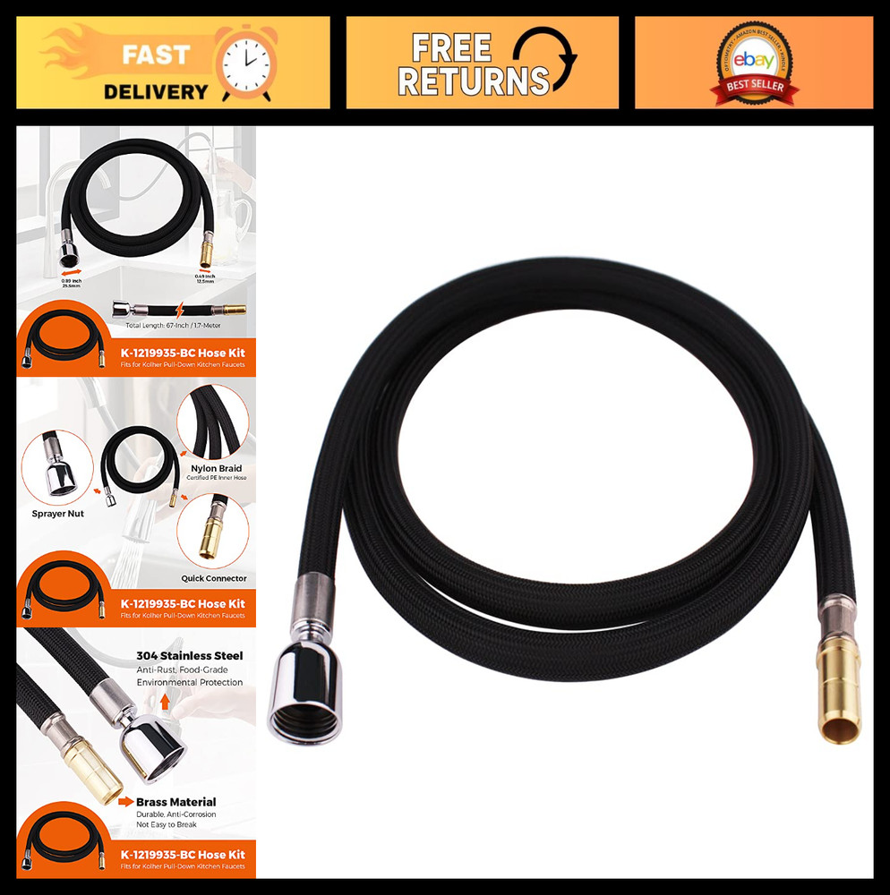 67-Inch Chrome Hose Kit for Pull-Down Kitchen Faucet Replacement Part K-1304674