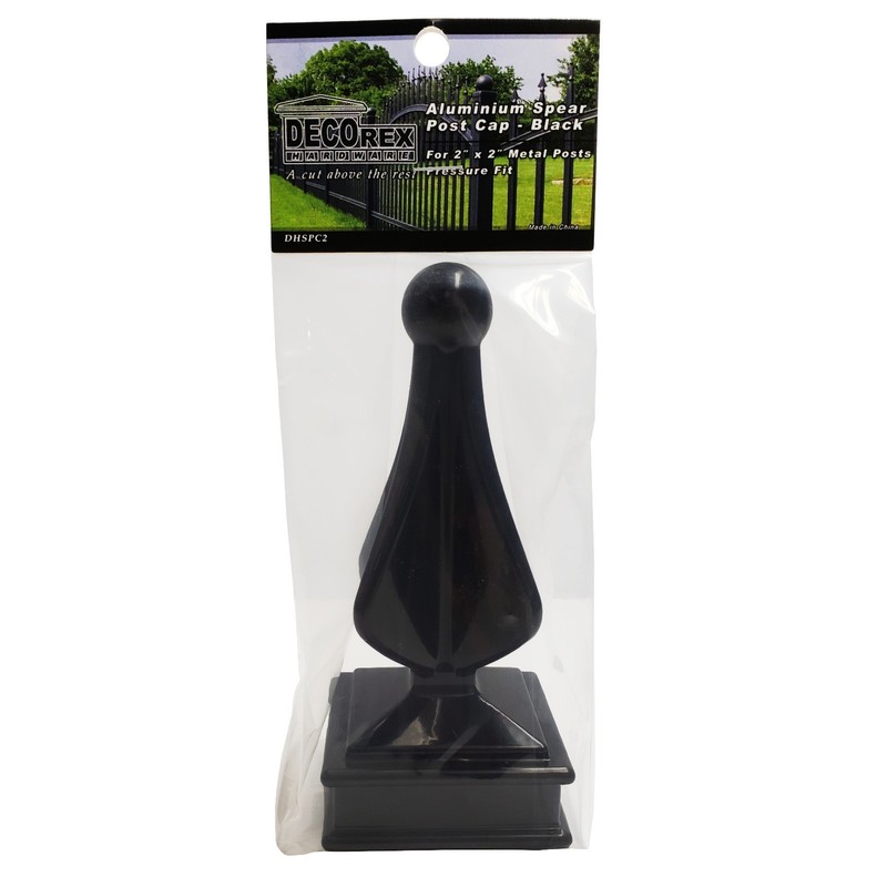 2" x 2" Decorex Hardware Aluminium Spear Post Cap for Metal Posts - Black gallery