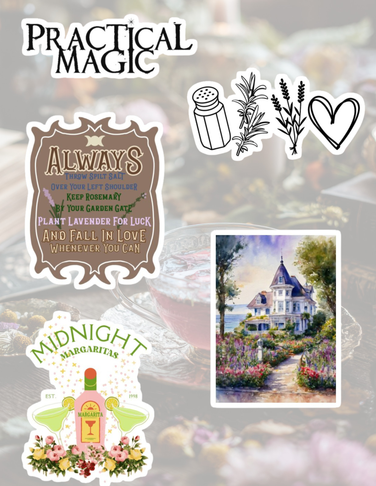 Practical Magic Witch 90's Movie 5pc Sticker Pack gallery