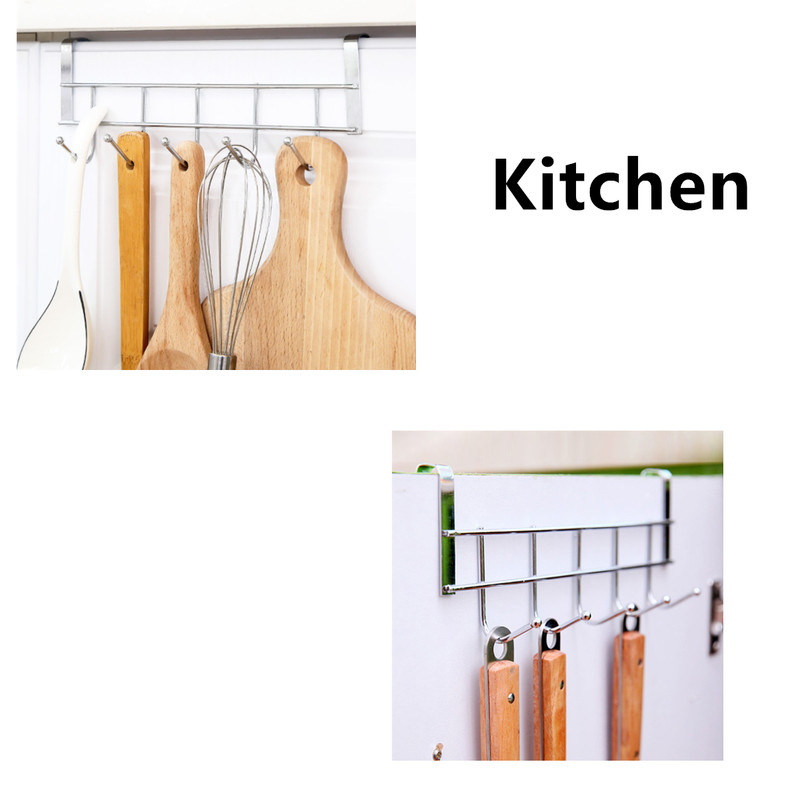 Kitchen Cabinet Rack Hook Cloth Storage Hanger Bathroom Towel Door Metal 5 Hooks gallery
