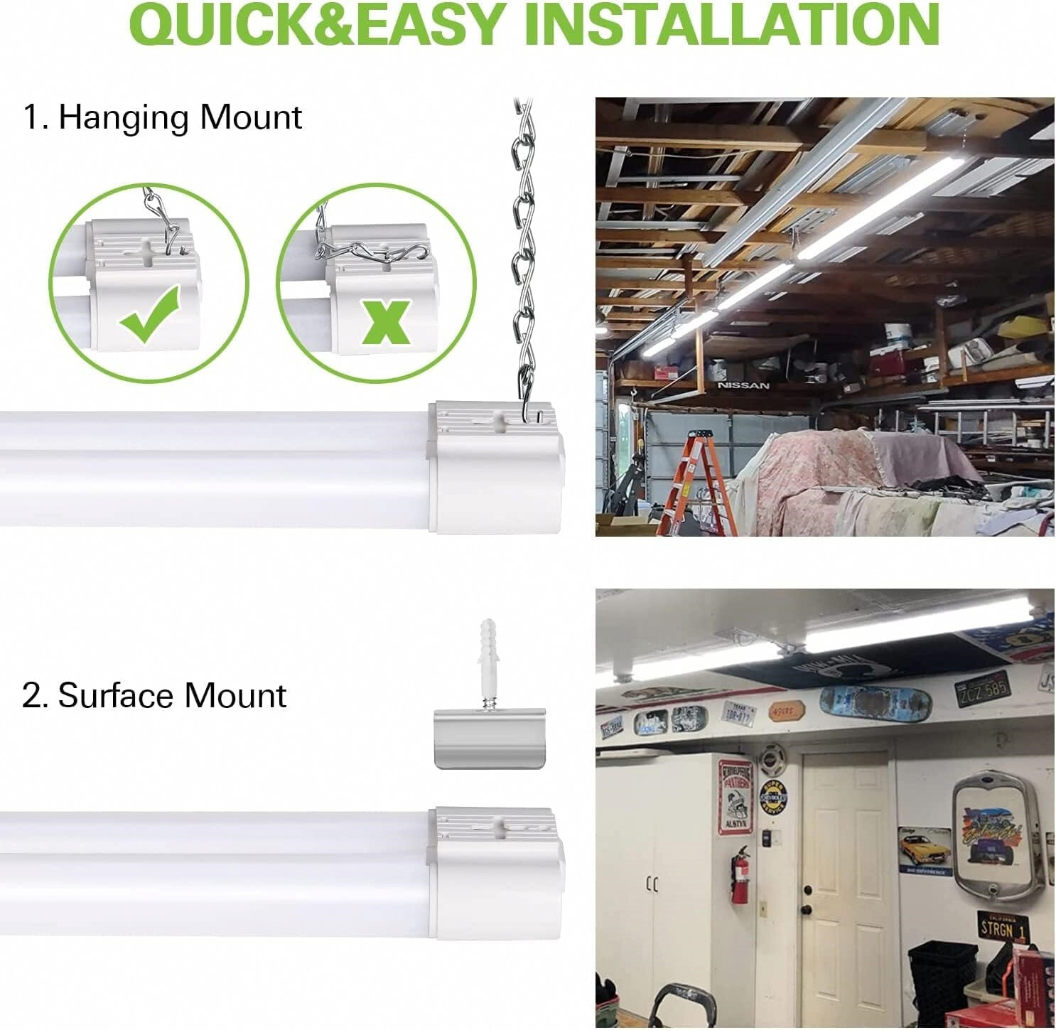 4 Pack 4FT Linkable LED Shop Light for Garage, 4400lm, 42W Utility Light - White gallery
