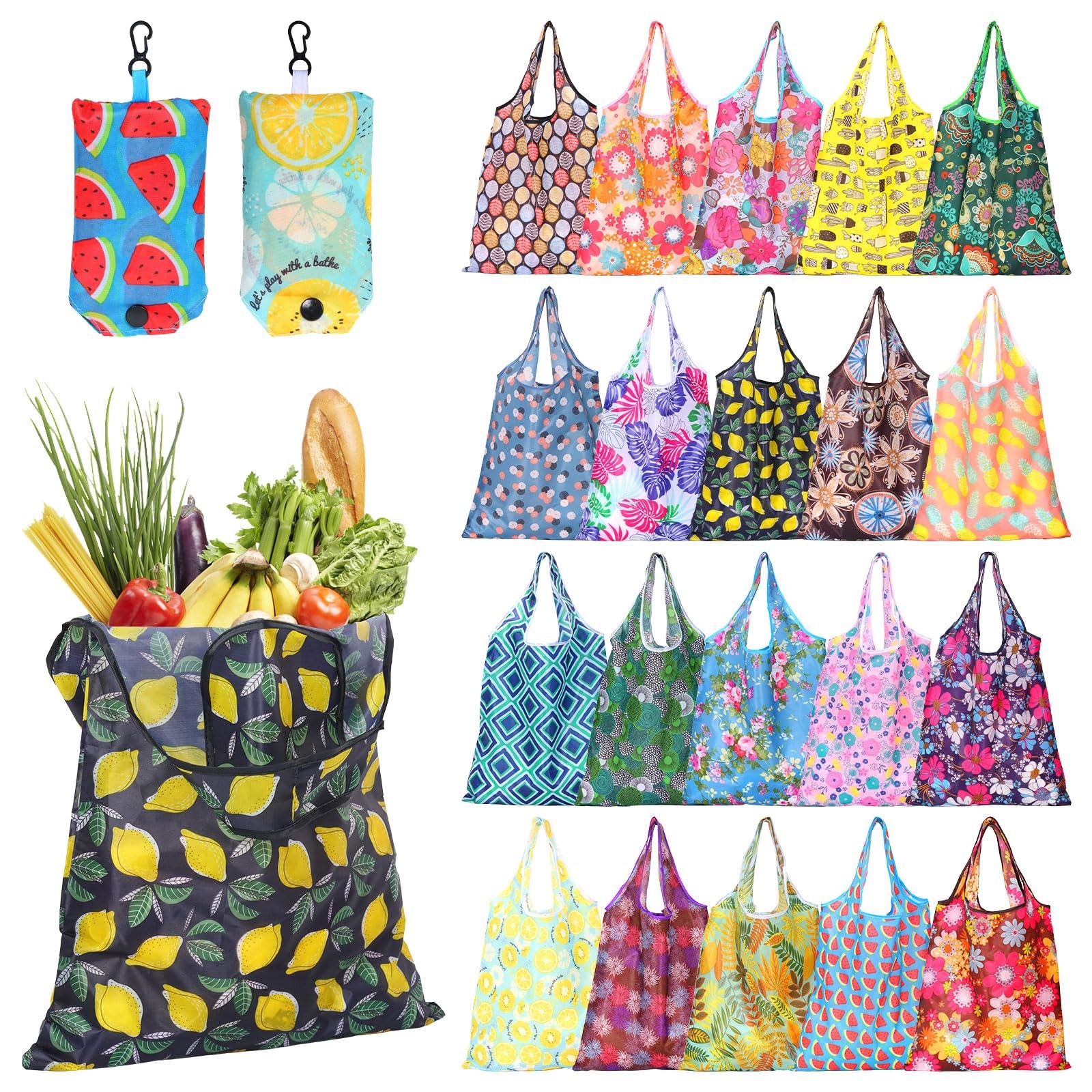 20 Pack Reusable Grocery Bags, 22lbs Large Reusable Shopping Bags Foldable Gr... gallery
