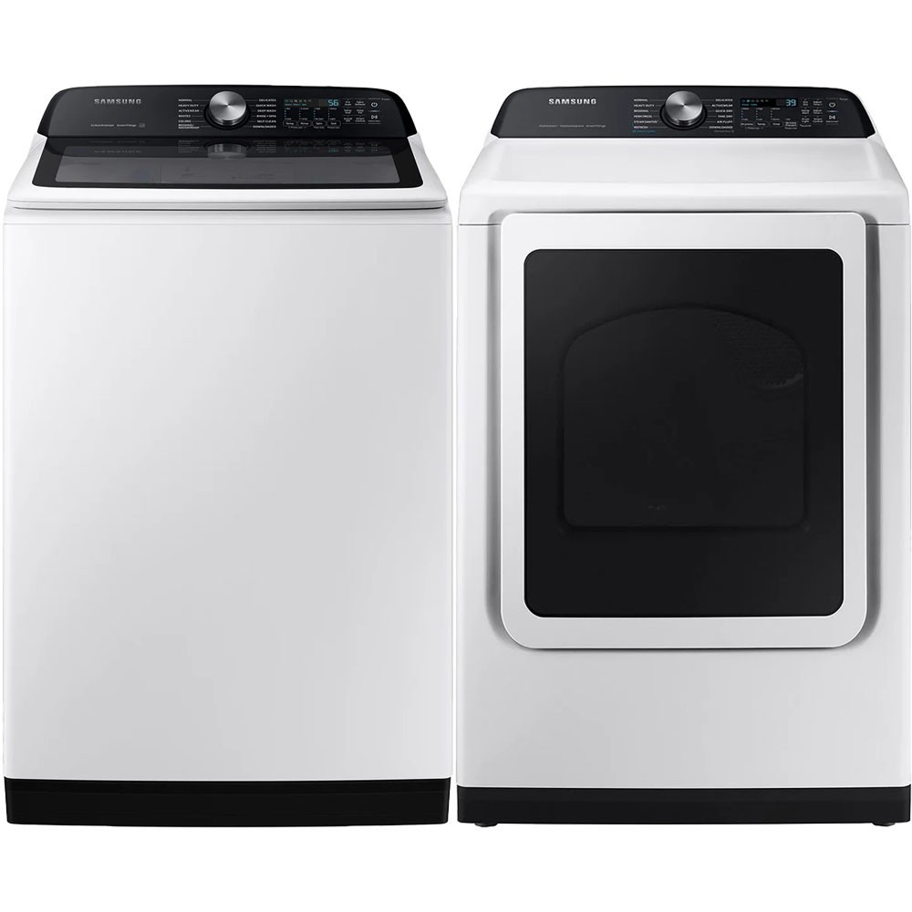 Samsung 5.2 cu. ft. Smart Top Load Washer + 7.4 cu. ft. Smart Electric Dryer Set gallery