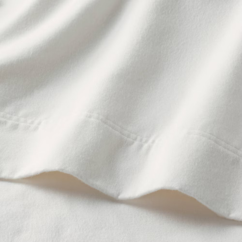 Full Ultra Soft Flannel Sheet Set White - Threshold gallery