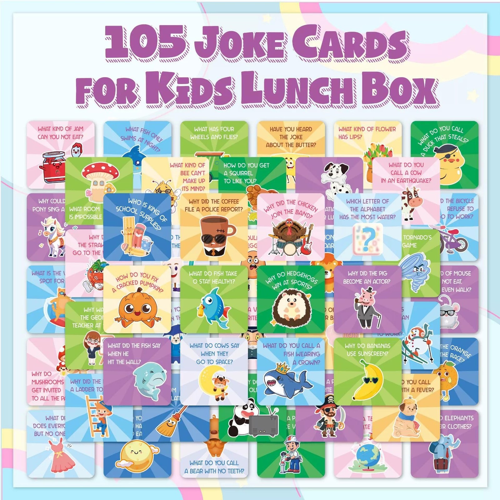 Lunch Box Joke Cards with Stickers for Kids, 105 Motivational Notes and 120 S... gallery