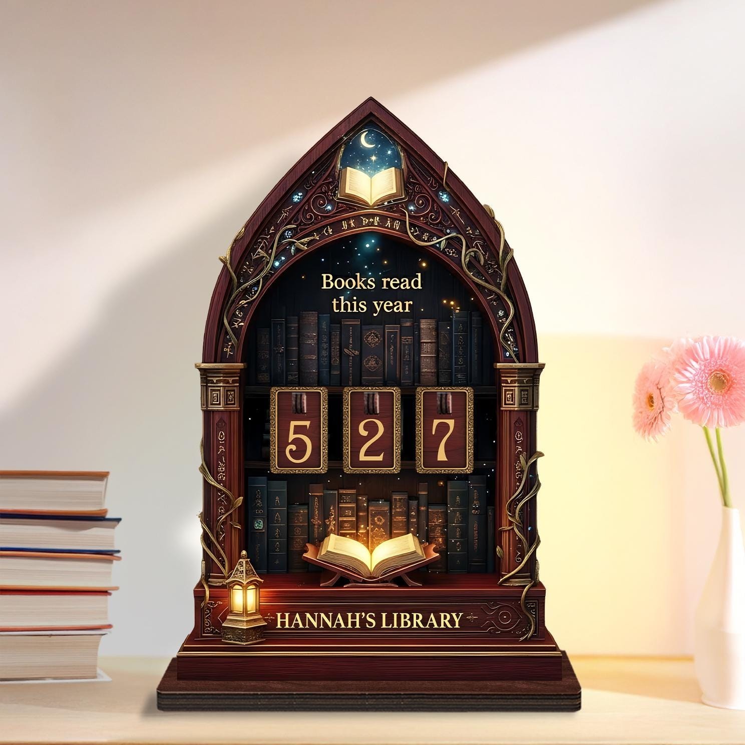 Personalized Books Read This Year Tracker, Fantasy Gothic Book Tracker Display gallery