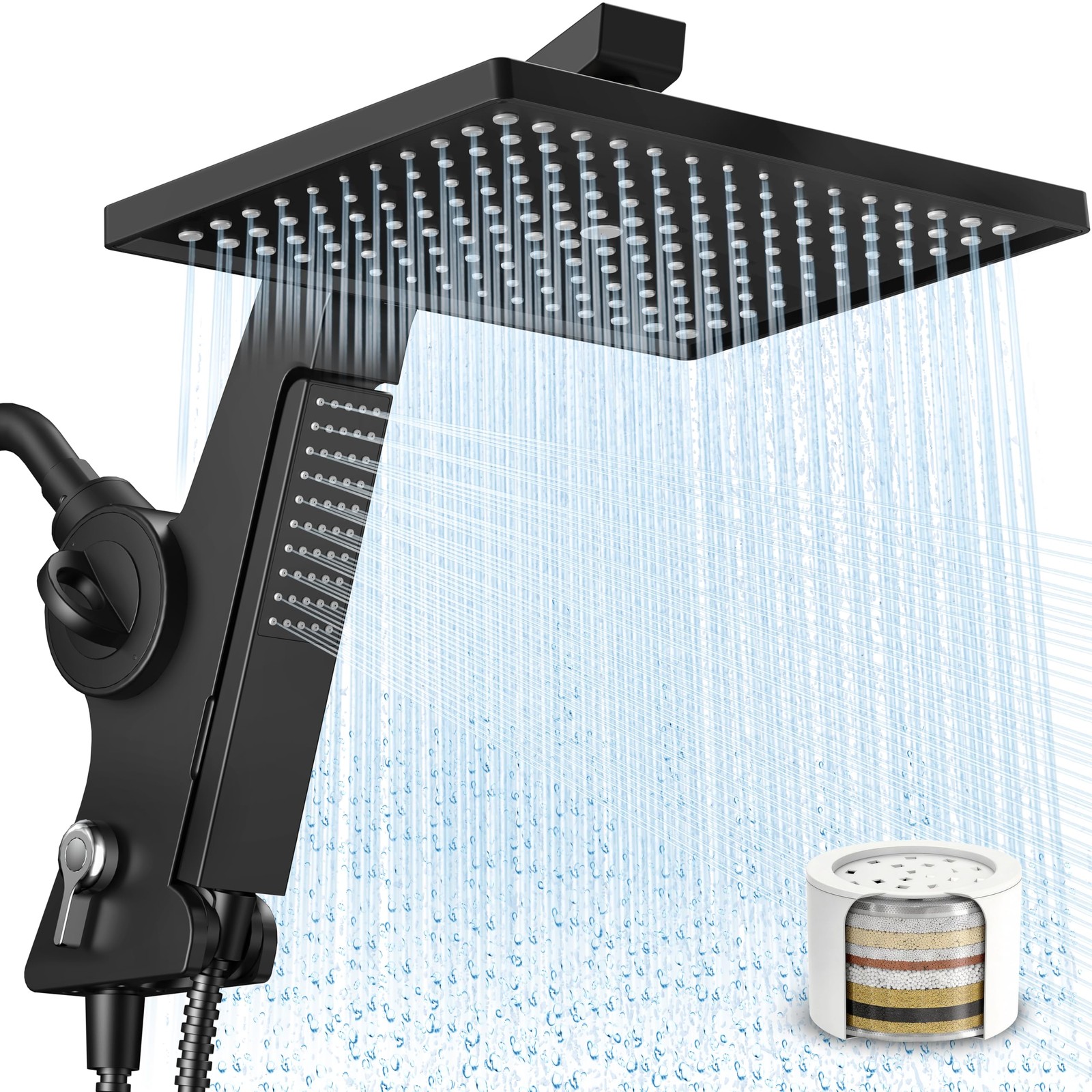 Filtered Rain Shower Head with Handheld Combo High Pressure 12'' Rainfall Sho... gallery