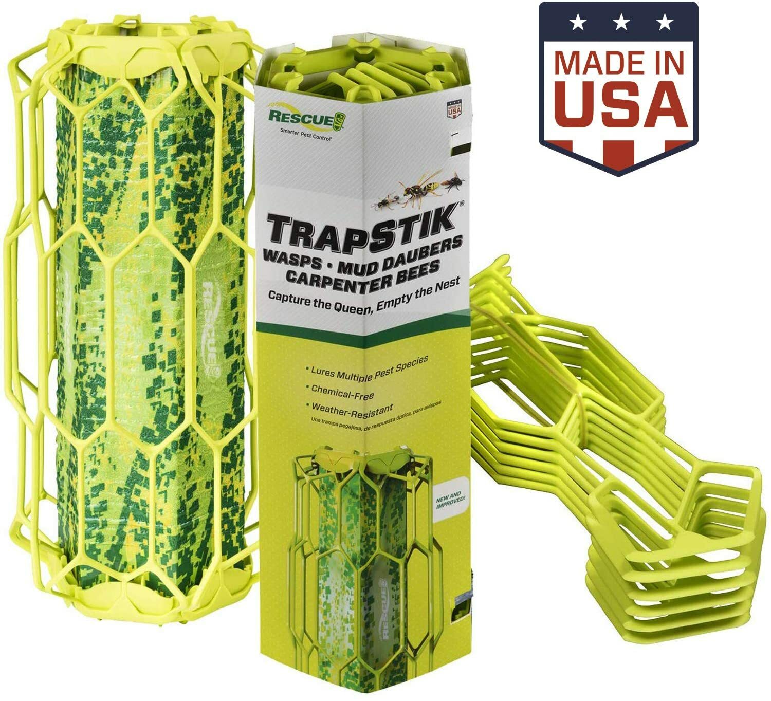 6 PACK ! RESCUE! TrapStik for Wasps, Mud Daubers, Carpenter Bees - USA Made! gallery