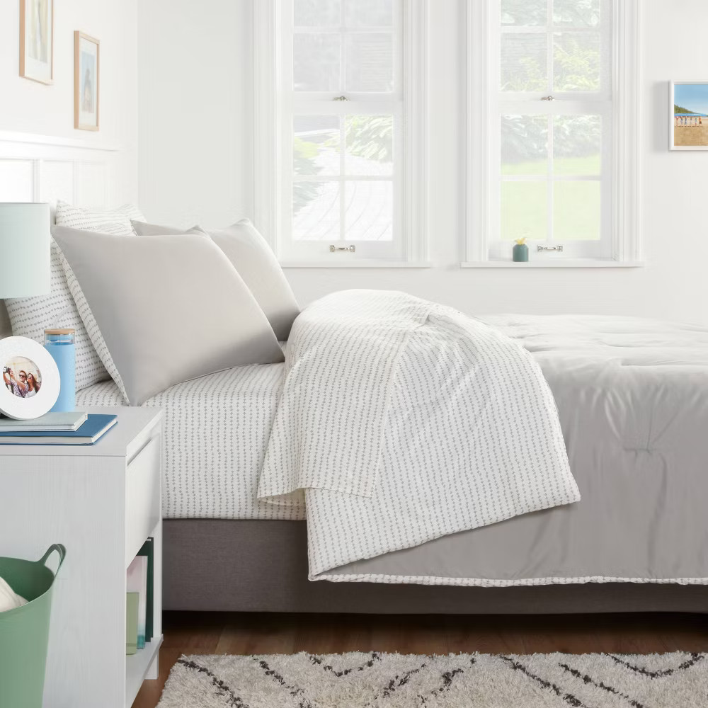 7pc Full Solid Microfiber Comforter & Sheets Set Gray - Room Essentials gallery