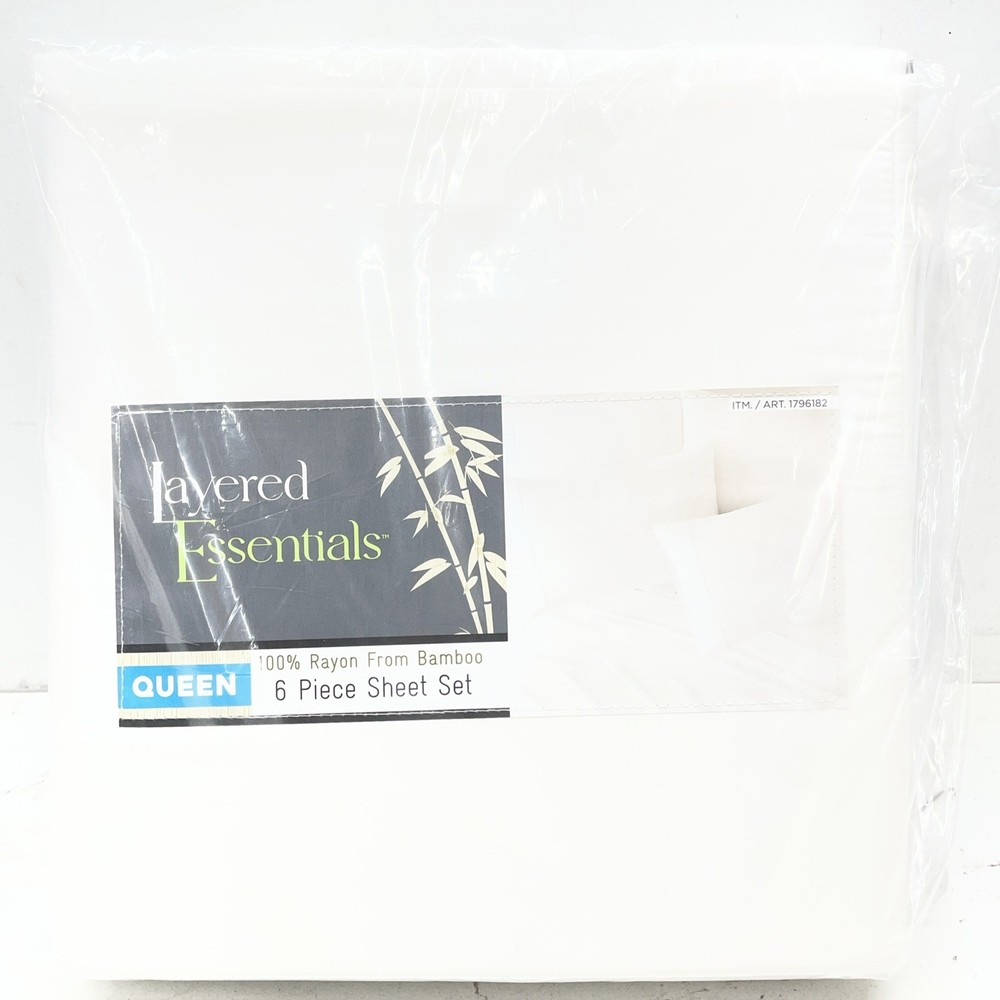 Layered Essentials 100% Rayon from Bamboo 6-piece Sheet Set Queen White
