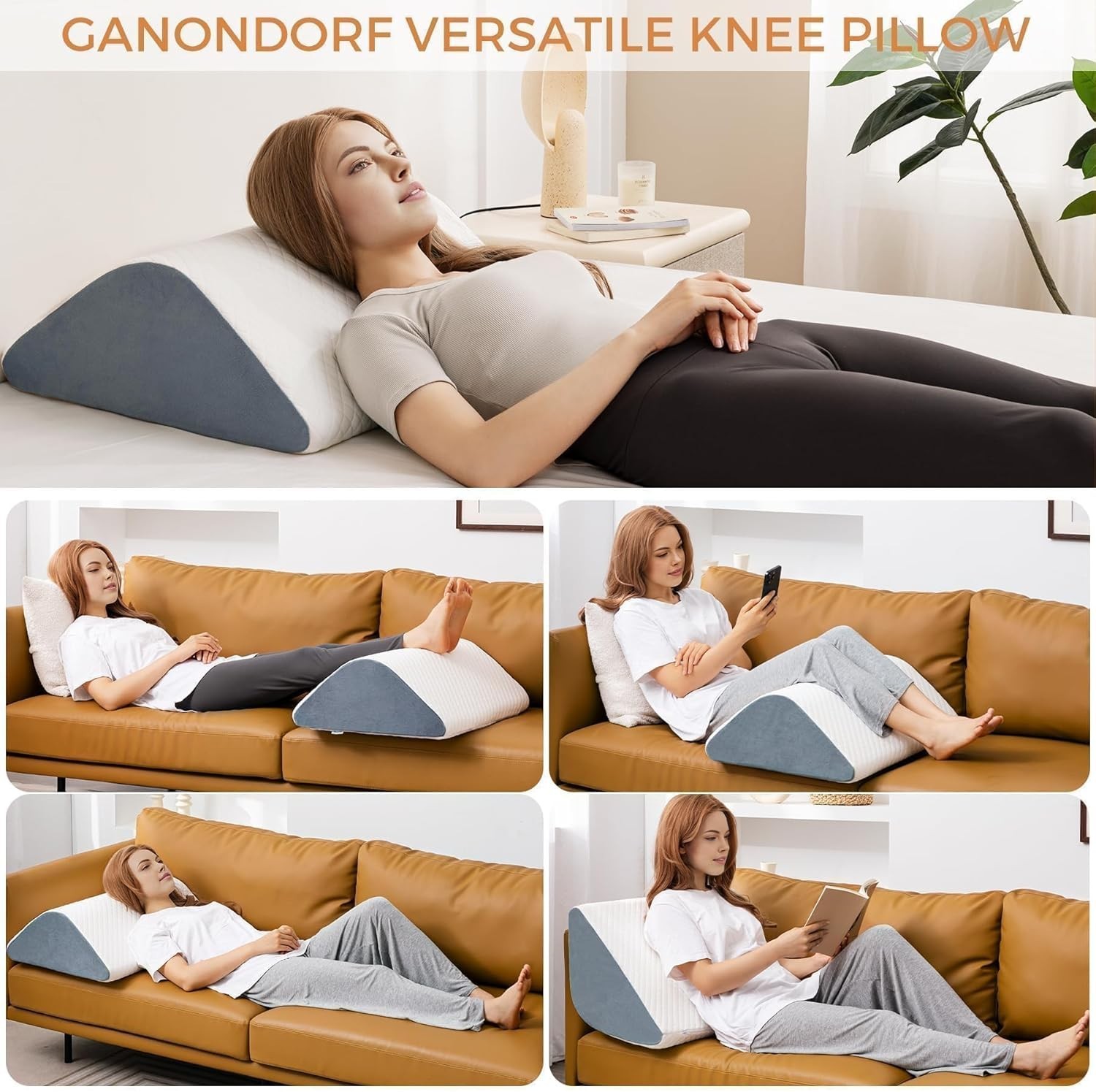Knee Wedge Pillow Support for Post Surgery Back Hip Pain Leg Elevation gallery