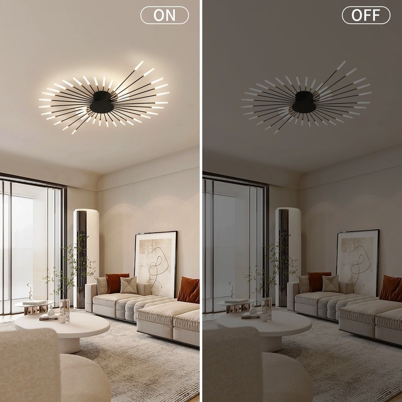 42-Light Fireworks LED Ceiling Light Flush Mount Dimmable App Remote Control gallery