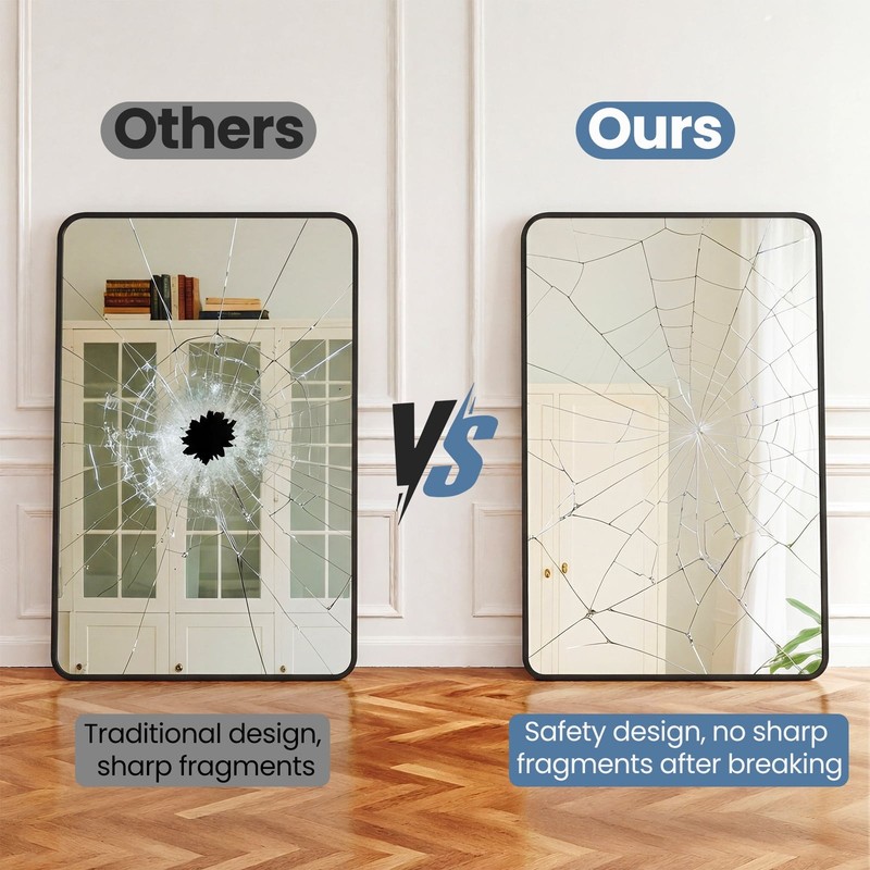 Rectangular Aluminum Alloy Frame Wall Mounted Bathroom Mirror w/ Rounded Corners gallery