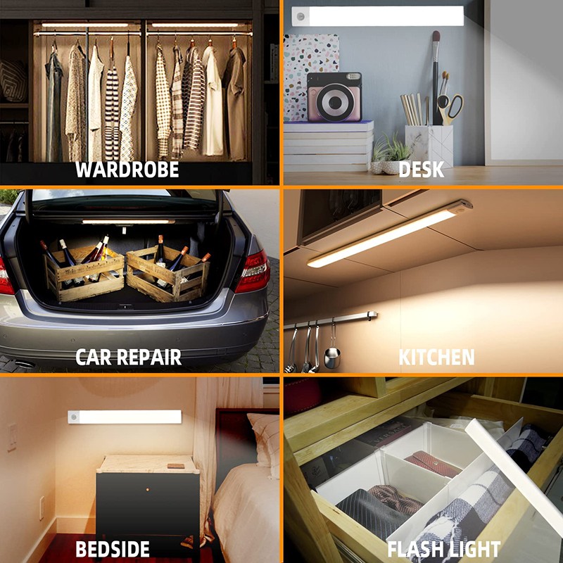 LED Motion Sensor Cabinet Closet Light Under USB Rechargeable Kitchen Strip Lamp gallery