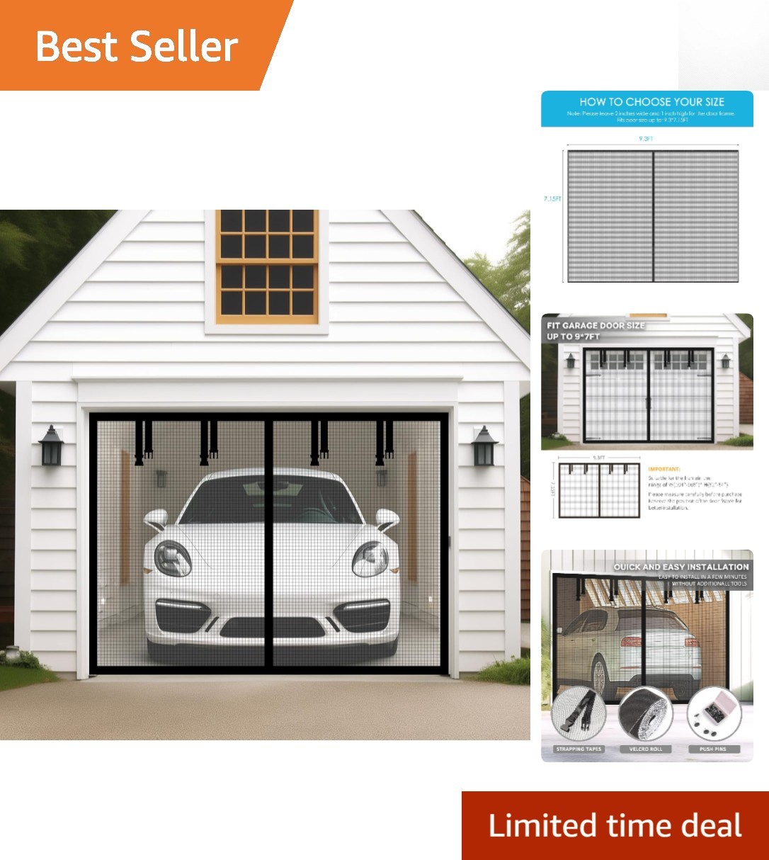Durable 9x7 ft Magnetic Garage Mesh Screen - DIY Installation & Fresh Air gallery