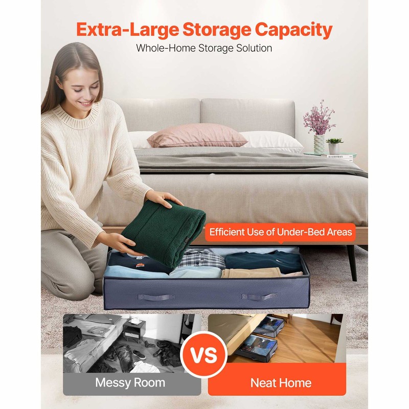 Uimoso 90L Stackable Under Bed Storage Box with Transparent Lid, Set of 6 gallery