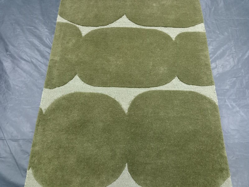 Hand Tufted Wool Runner Rug 3x50 ft Loop Cut Pile Modern Green Hallway Carpet gallery