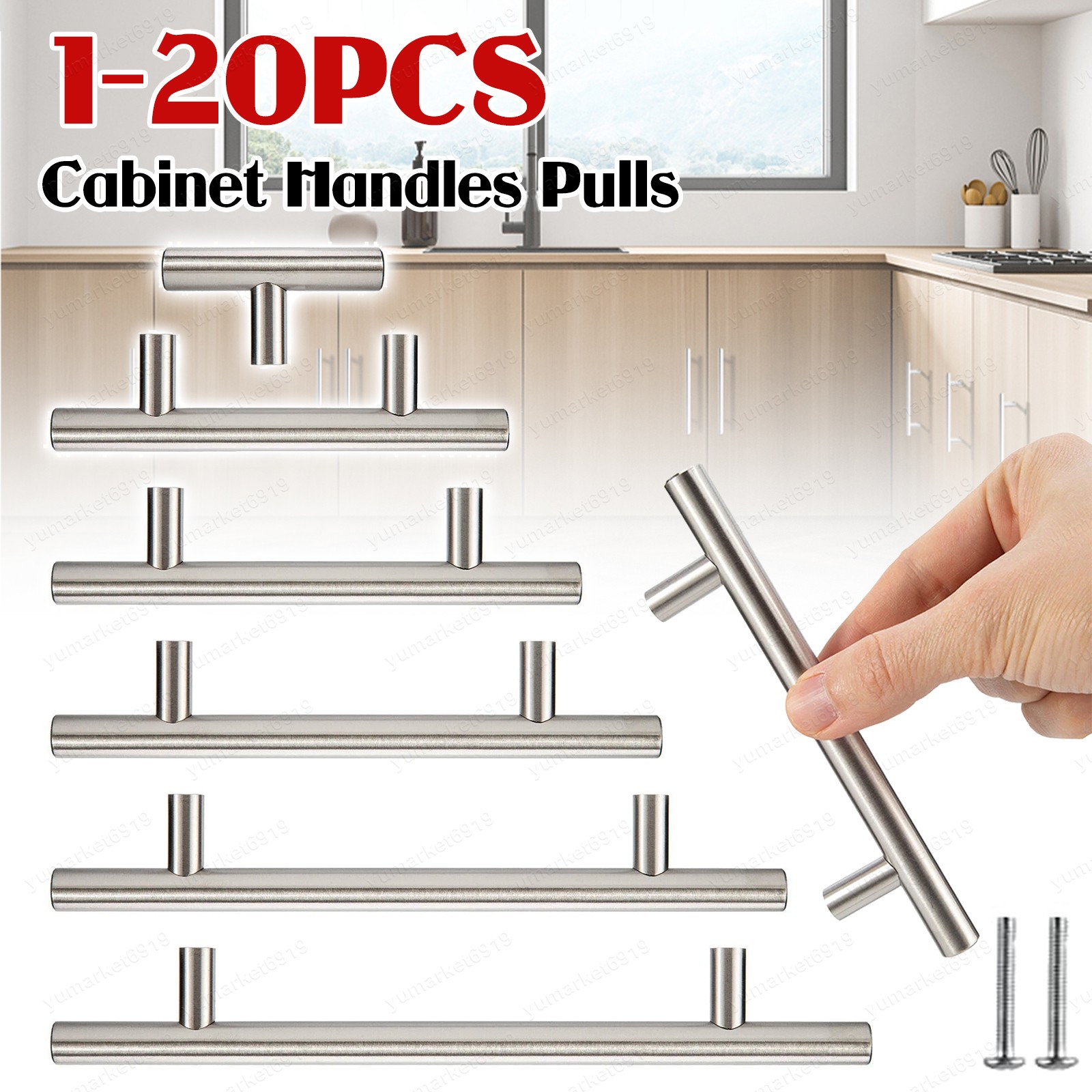 Kitchen Cabinet Pulls Stainless Steel Cupboard Drawer T Bar Handles 2''-16'' Lot gallery