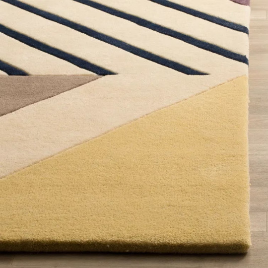 Vibrant 5x8 ft Multicolour Hand-Tufted Wool Rug Indian Artistry for Modern Space gallery