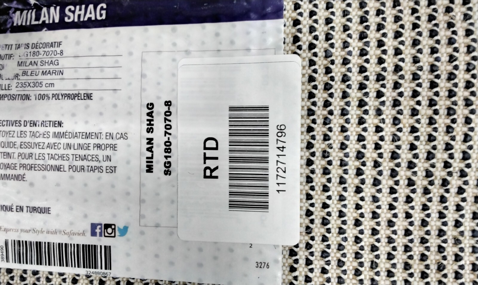 NAVY 8' X 10' Damaged Binding Rug, Reduced Price 1172714796 SG180-7070-8 gallery