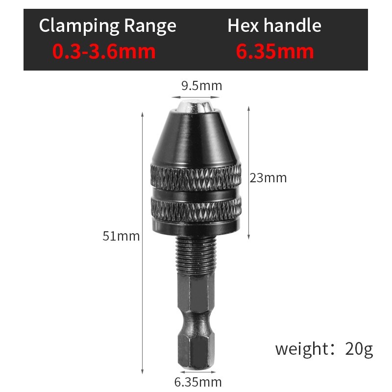 Keyless Drill Chuck Adapter Hex Shank Impact Driver Converter for Drill Bits gallery
