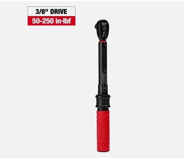 Milwaukee Click Torque Wrench 50–250 inch-pounds force 3/8" Drive 48-22-9201 NEW gallery