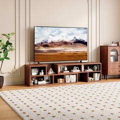 Modular TV Stand Media Console, Dark Walnut Engineered Wood, Adjustable