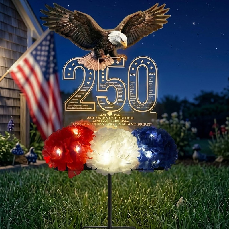 20" American Eagle Solar Garden Stake, 250Th Anniversary Patriotic Acrylic & Met gallery