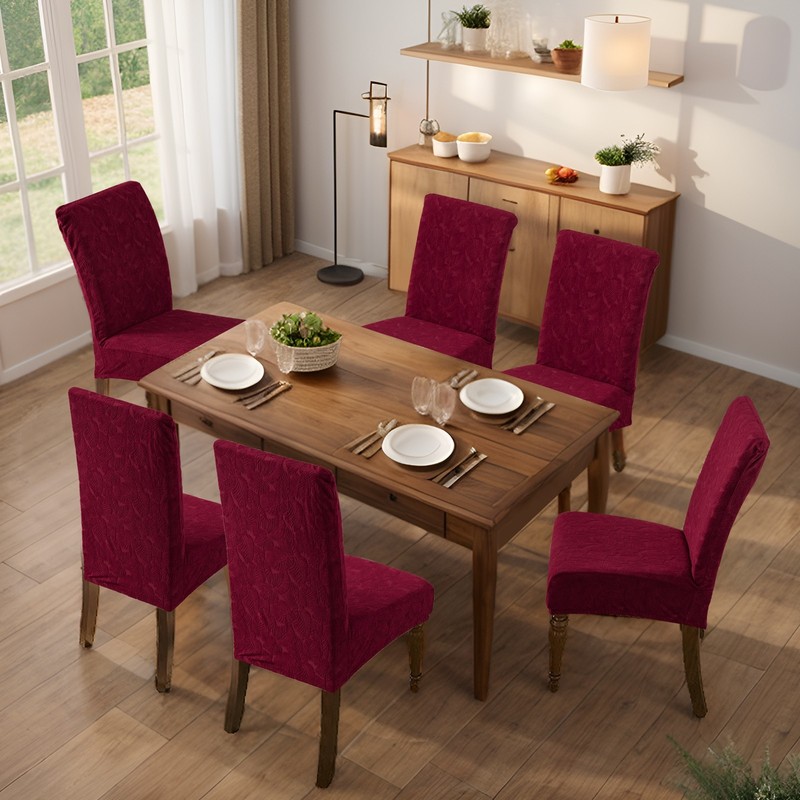 4/6 elastic leaf pattern chair covers for restaurant decoration and protection gallery
