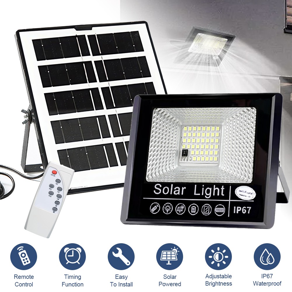 Outdoor LED Solar Flood Light Street Security Light Dusk to Dawn Wall Lamp AF gallery