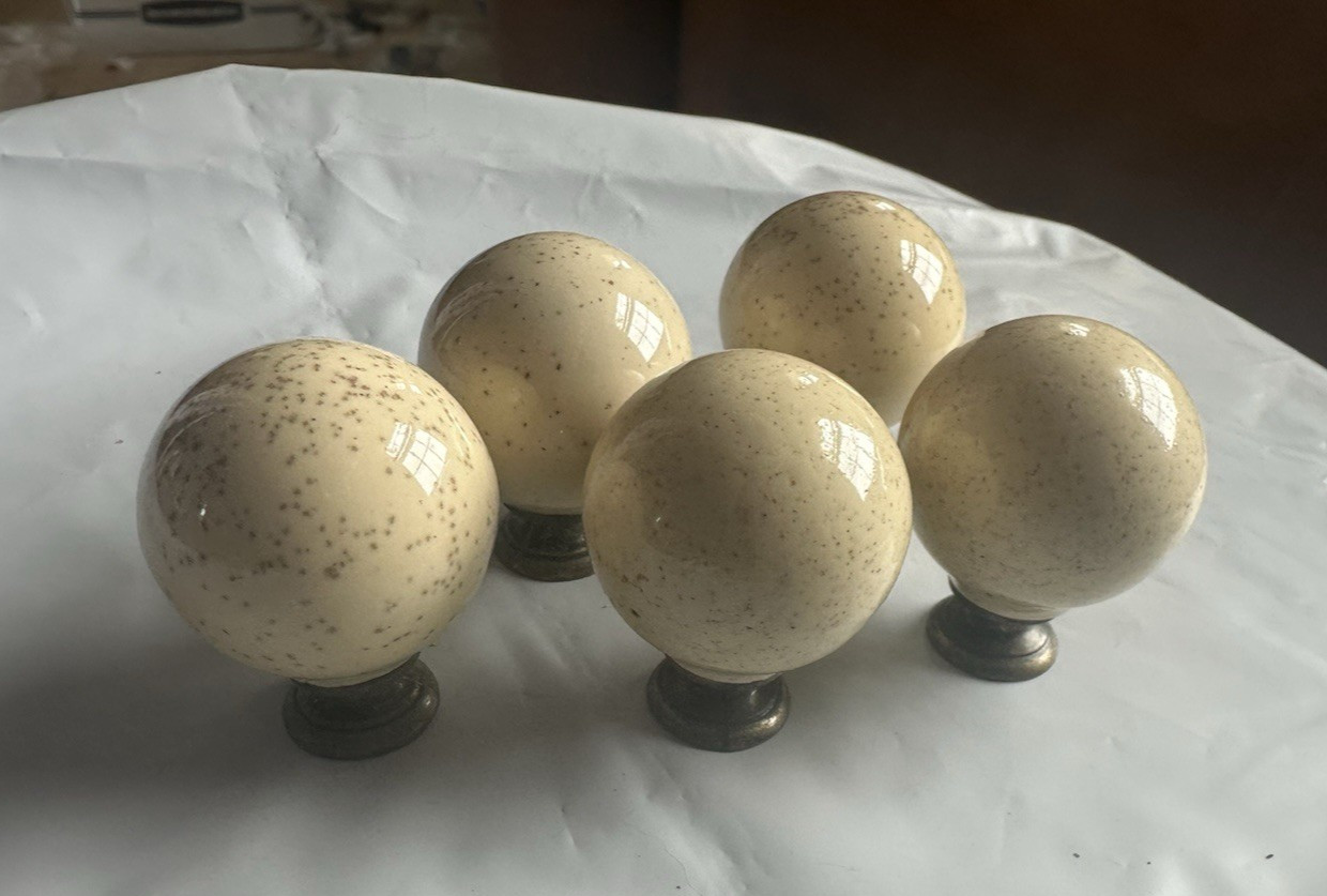 1.25" diameter ball style cabinet pulls, ivory color porcelain finish gallery